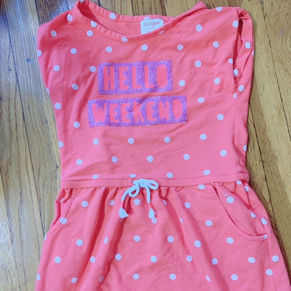 Pink dress 👗 with white dots
